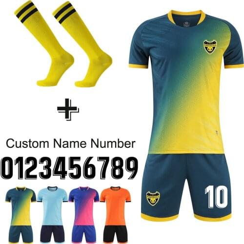 New Hot Personalized Adult Kids Soccer Jersey Set Football Kit Men Child Futbol Training Uniforms Set De Foot Team Customized