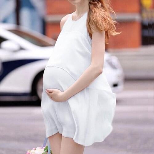 Sleeveless Maternity Dress Sleeveless O-neck Summer Solid Color Casual Dress Pregnant Sundress For Pregnant Women Для Беременных