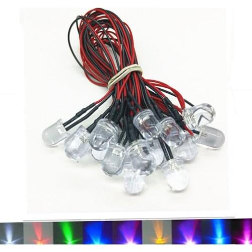 20pcs/lot DC 12V LED diode 20cm pre-wired 3mm/5mm 8mm/10mm LED bulb pre-wired LED for DIY home decoration