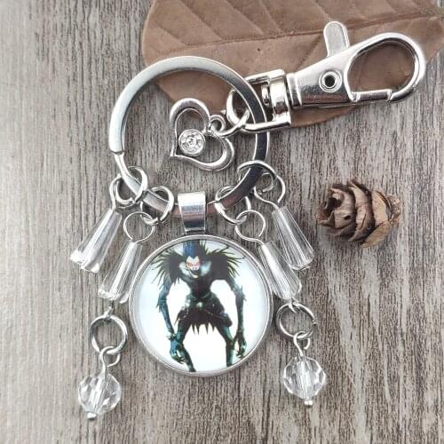Original Handmade Cartoon Anime Death Note Keychain Time Gem Key Ring L·Lawliet Killer Yagami Light Women Men Gift SWBJ-1