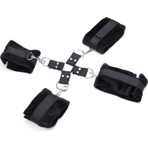 Sex Toys Bond Plush Hand And Handcuffs Cross Nylon Velcro Tying Hand Props