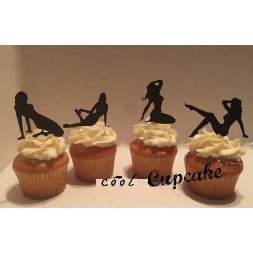 Sexy Pin-up Silhouette Cupcake Toppers food Picks bridal shower Bachelorette Hem night Party wedding birthday toothpicks decor