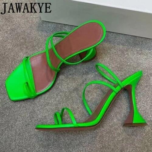 Summer flip flops High Heel Slippers Women Narrowband Design Split toe goblet Cup heels Sexy Luxury Brand Mules Shoes Mujer