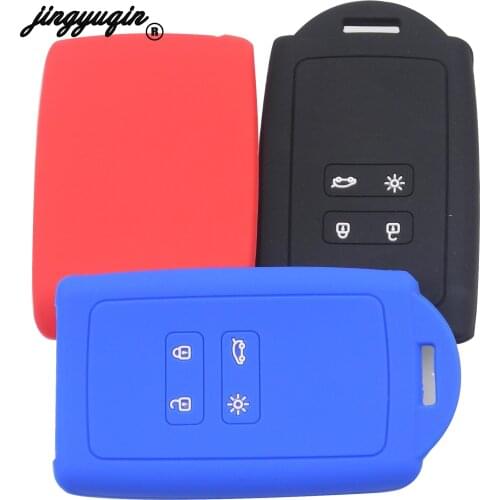 Jingyuqin Silicone key fob cover case holder For Renault Koleos Kadjar Megan 2016-2017 card remote keyless