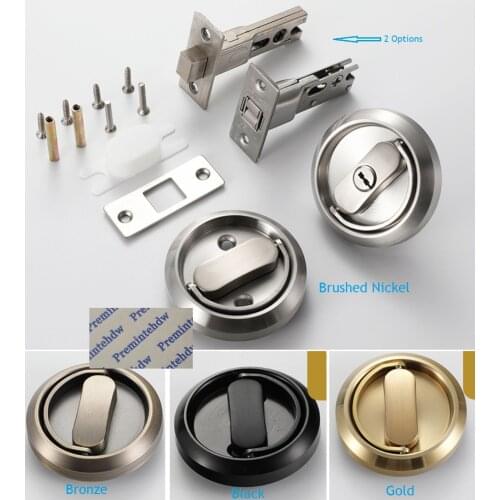 304 Stainless Steel Concealing Thin Door Lock Ring Pull Double Hooking Bolt Swing Sliding Bedroom Balcony Door Gold Bronze Black