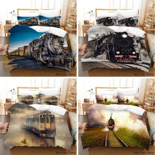 Vintage Trains 3D Print Bedding Set Quilt Duvet Cover 240x220 king size cover Kids Adult bed linen covers home decor Comforter