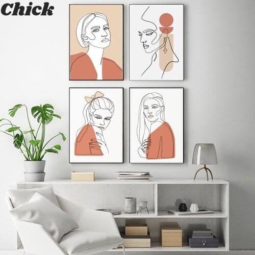 Girl Monstera Vintage Abstract Minimalist Nordic Posters And Prints Wall Art Canvas Painting Wall Pictures Living Room Decor