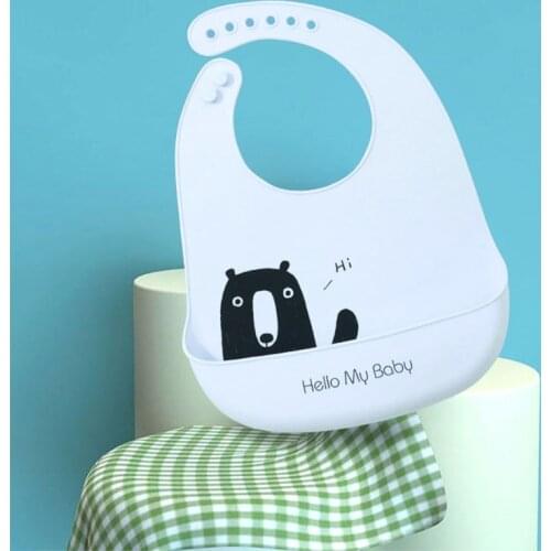 Waterproof Silicone Baby Bibs Candy Color Cartoon Plane Rocket Print Toddlers Feeding Weaning Food Crumb Catcher Pocket Saliva