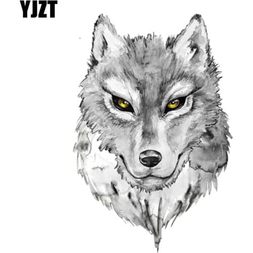 YJZT 8.5CM*13.5CM Fashion Hand Drawn Wolf Head PVC Motorcycle Car Sticker 11-00464