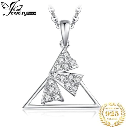 JewelryPalace Triangle Flowers Cubic Zirconia Pendant Necklace Without Chain 925 Sterling Silver Pendant Fashion Jewelry Gifts