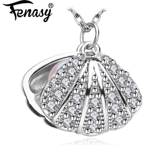 FENASY Natural Pearl Necklace For Women Pearl Jewelry Personalized Pendant With Chain Cubic Zirconia Choker Necklace Wholesale