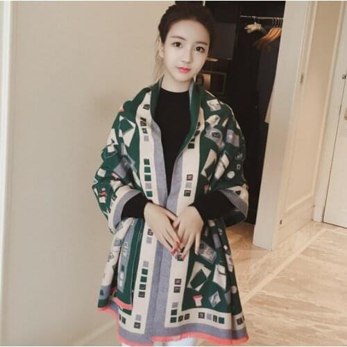 Chanycore Jacquard bags Winter scarf cashmere pashmina women scarfs warm thick Dual use shawl hijab poncho for ladies