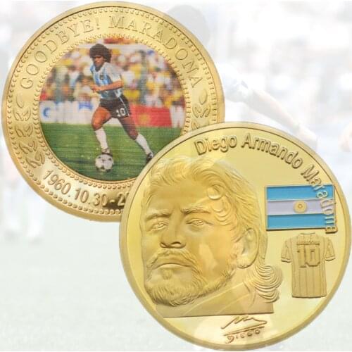 Gold Silver Plated Coin1960-2020 RIP Diego Maradona Football Challenge Coins Souvenir Gift for Him Collectible