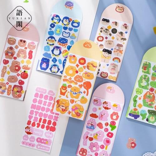2Pcs/set Cute Cartoon Stickers Hand Account DIY Self-adhesive Material Decoration Stickers Creative Mobile Phone Stickers