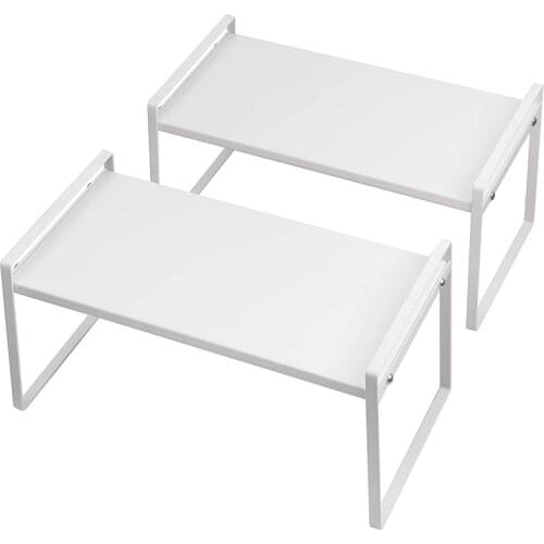 2Pack Stackable Cabinet Shelf Organizer Storage Rack for Countertop Desk Kitchen Bathroom Pantry Cupboard Home Office