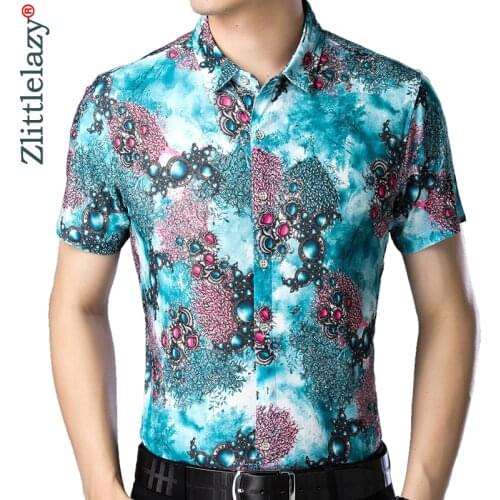 2020 Short Sleeve Men Social Shirt Summer Streetwear Casual Hawaiian Floral Shirts Dress Mens Slim Regular Clothes Fashions 4663