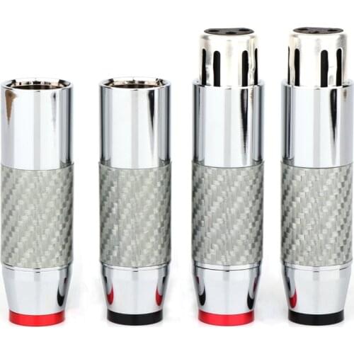 4Pcs ACrolink style Carbon Fiber Rhodium Plated XLR Connector Plug 3Pin Audio balance plug