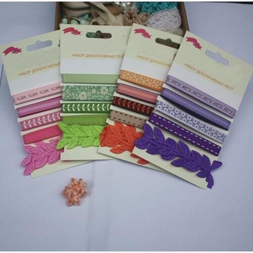 4patterns green purple pink orange ribbon scrapbooking DIY tool for packing and decoration leaf shape design