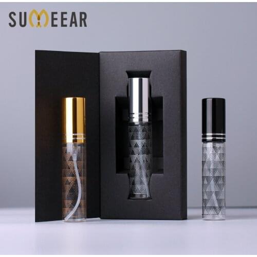 50 PCS/Lot 10ml With box Glass Atomizer Bottle Colored dots Shining Aluminum cap Spray Perfume Bottle Travel Bottles Container