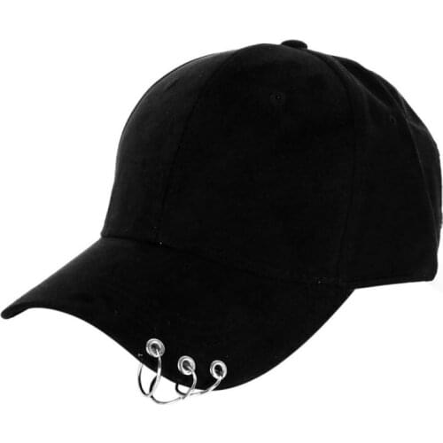 Fashion Baseball Cap Hip Hop Style Solid Color Hat Men Women Unisex Dance Show Hats with Rings