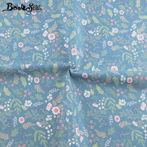 Booksew Green Sewing Material 100% Cotton Telas Tecido Printed Floral Leaf Fabric Dye Patchwrok Twill DIY Textile Fabric Meter
