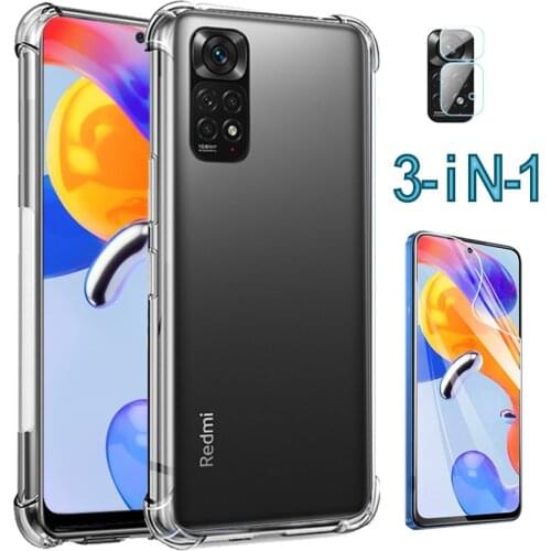 Silicone Cases Xiomi Redmi Note 10pro Case+Soft Hydrogel Film,For Xiaomi Redmi Note10 pro Note 10 S 9S 10-5g Redimi10 Shockproof Back Cover RedmiNote10 pro Phone Case