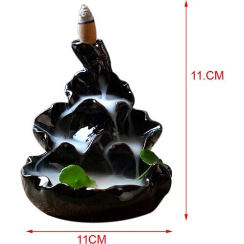 Decorative Ceramic Glaze Incense Smoke Cone Burner Backflow Censer Tower Holder Creative Gift Smell Removing Dehumidification