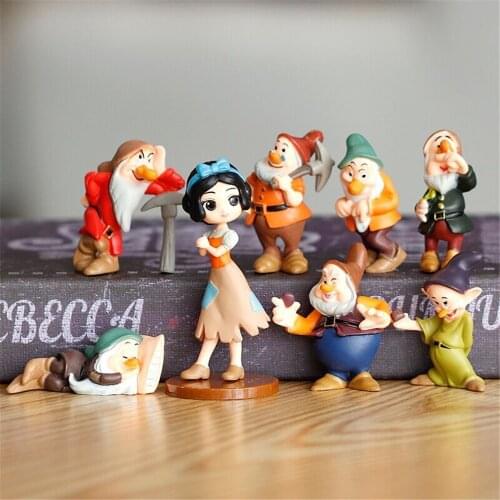 Disney Princess Snow White and The Seven Dwarfs 5-11cm Action Figure Toys Cake Topper kids Room Ornaments Decoration