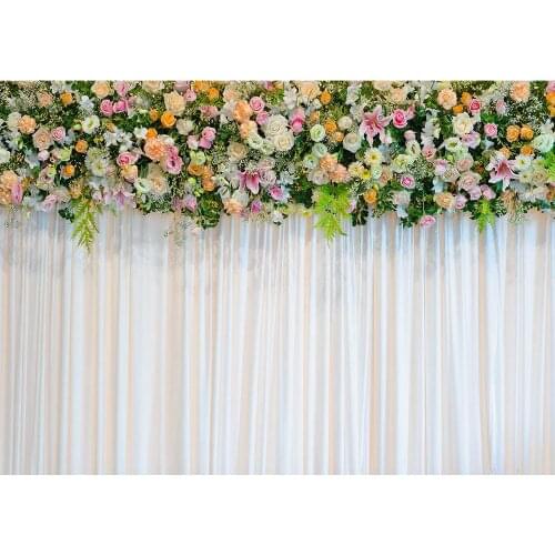 Photo Background Flowers Curtain Customized Photography Backdrop for Baby Shower Wedding Valentines Day Party Photophone Props