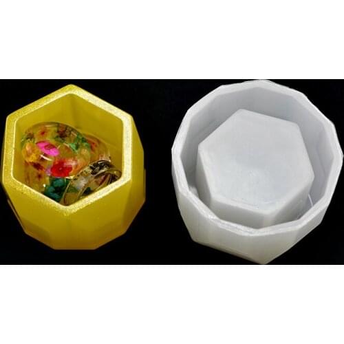 Flowerpot Mold Storage Box Silicone Mould DIY Geometric Epoxy Resin Craft Making