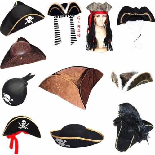 Captain Hat Halloween Pirates Cosplay Hair Decoraction Fancy Wigs Headwear Jack Costume Accessories