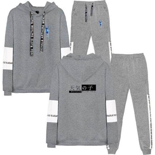 2019 2PC Hoodies Men Spring Autumn Son of the weather Hooded Sweatshirts + Sweatpants Male Streetwear Solid Warm 2 Pieces Hoody