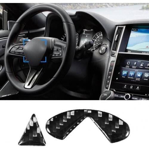 Carbon Fiber Car Steering Wheel Sticker Cover Decor Fit for Infiniti Q50 Q60 2013 2014 2016 201 car accessories interior