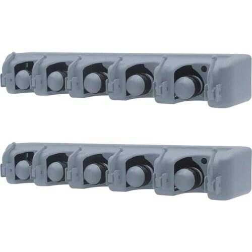 2 Pack Broom and Mop Holder Wall Mounted, 5 Position 6 Hooks Mop Storage for Home, Kitchen, Garden, Tools