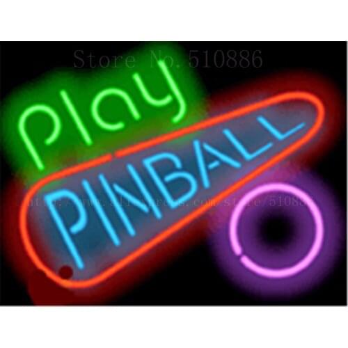 17*14" Play Pinball NEON SIGN REAL GLASS BEER BAR PUB LIGHT SIGNS store display Packing occasional Bulbs Advertising Lights