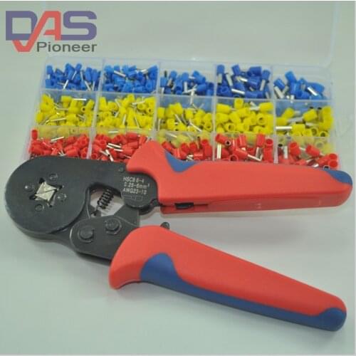 Ferrule Crimping Tool Kit, Hexagonal Sawtooth Self-Adjustable Ratchet Wire Terminals Crimper Kit with 1000pcs Wire Terminals