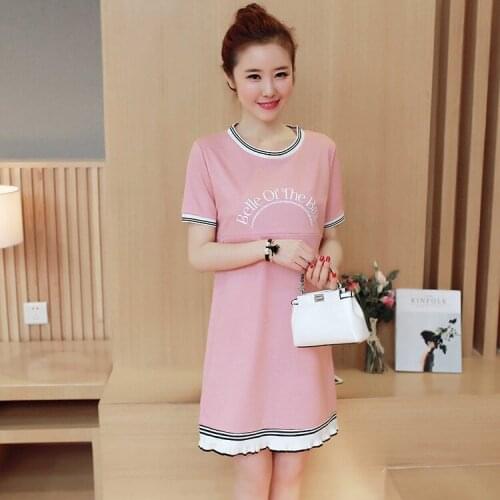 Pregnant women breastfeeding spring and summer new print short-sleeved breastfeeding pregnant women feeding dress