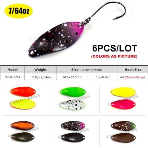 Countbass Casting Spoon Size 30.5x12.5mm, 2.8g 7/64oz Freshwater Salmon Trout Pike Bass Metal Brass Fishing Lures Fish Bait