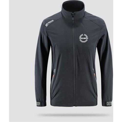 TRIUMPH Letter Slim Sport Jacket Mens Street Windbreaker Zipper Thin Jacket Mens Casual Front Printing Jacket Asian Size