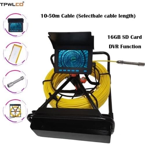 Industrial Endoscope Inspection Camera System Pipeline Drain Sewer Camera 4.3inch 10-50m 17mm 16GB SD Card With DVR Recording