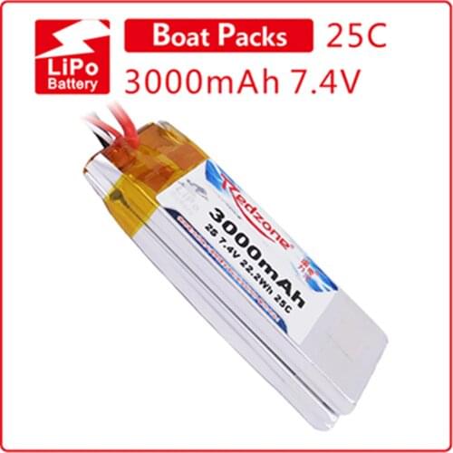 Redzone lipo 25C 3000mAh 7.4V / 14.8V competition battery Mini marine battery