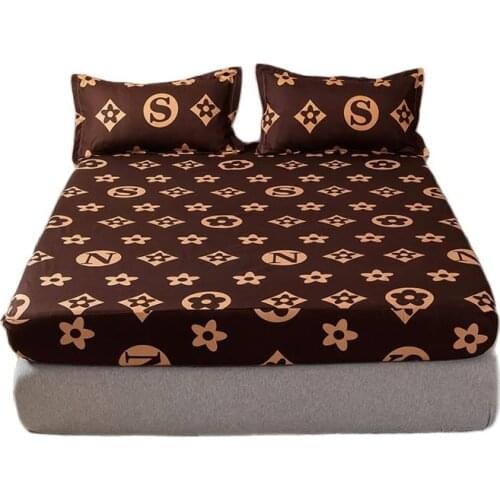 Luxury Flower Bed Sheet with Pillowcase Mattress Covers 25cm Height Fitted Sheet Sets With Elastic