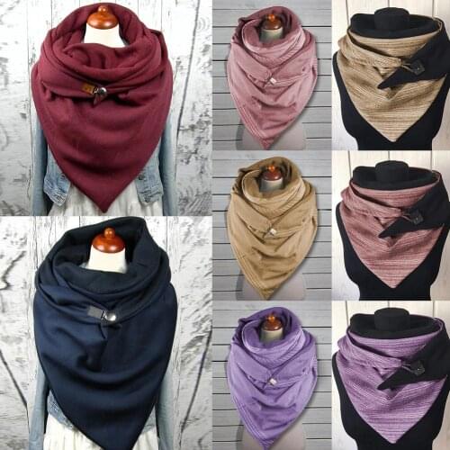 Wool Scarf Knitting Bike Neck Gaiter Warmer Soft Fashion Women Autumn Winter Solid Color Button Soft Wrap Thick Warm Scarf Shawl