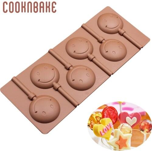 Silicone Chocolate Mold Lollipop Fondant Mould 6 cavity simile face lollipops DIY candy gummy cake decorating molds with stick
