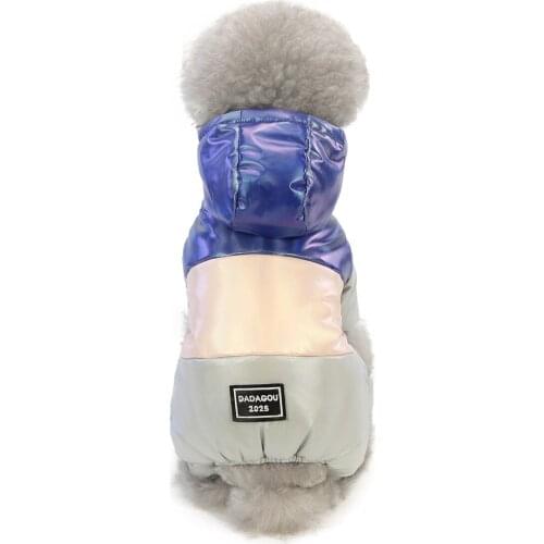 Super Warm Thicker Dog Jumpsuit Winter Hooded Dog Jacket Waterproof Rainbow Puppy Pet Clothes Padded Four-Legged Clothing Outfit