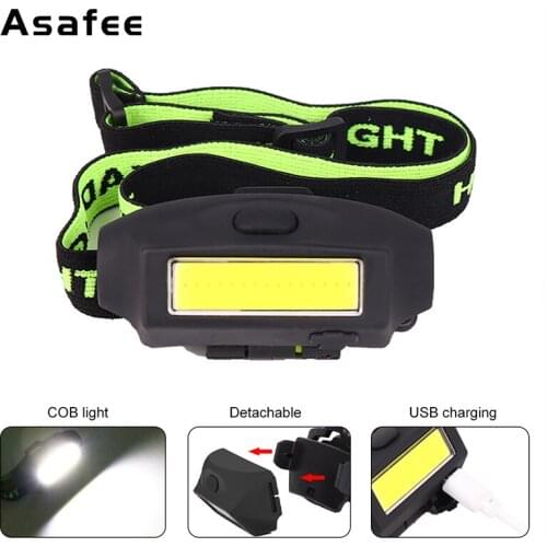 Asafee Mini COB LED Headlamp Work Light Waterproof Headlight Head Flashlight Torch Lanterna For Outdoor Camping Night Fishing