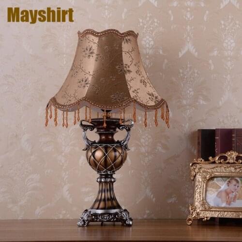 Traditional Resin Fabric Table Lamps for Living Room Decor Kitchen Bedroom Bedside Desk Light Modern LED Standing Light Fixtures
