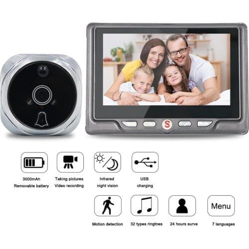 4.3" LCD Color Screen Video-eye Door Viewer IR Night Vision Visual Door Peephole Camera Photo / Video Digital Doorbell Camera