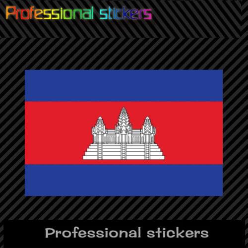 Funny Cambodian Flag Sticker Self Adhesive Vinyl Cambodia KHM KH Flag PVC Vinyl Waterproof Sticker Decal for Motos Car Laptop