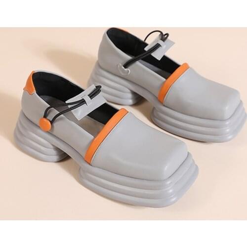 FONBERRY Mixed Colors Special Heel Plaform Mary Janes Shoes Women 2021 Square Toe Designer High Heels Y2K Women Pumps